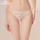
Miss Curiosity Bikini Lace Sexy Low Waist Women's Briefs Cotton Antibacterial Crotch Comfort New Style White Camellia M