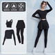 Vansydical Yoga Wear Suit Women's Pilates Running Training Stretch Sports Suit Long Sleeve Spring Premium Fitness Wear Black Three-piece Suit TC53061