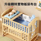 ULOP crib solid wood splicing large bed multi-functional mobile small apartment newborn bb bed double-layer baby rocking bed large bed + brown mattress + five-piece set, free mosquito net + nursing table