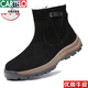 Katile Crocodile Winter Wool Botas de nieve Boots Fuera de oveja para hombres Integrados en espesas calientes y vellones al aire libre Boots Martin Boots Northeast Algody Shoes [mismo modelo en el centro comercial] Color de tela de color caqui oscuro 41