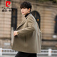 Pierre Cardin woolen woolen coat men's short spring and autumn thickened double-sided wool coat high-end British windbreaker men's green gray S 165