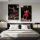 
Weekend island basketball hanging painting James dunk entrance decoration painting LED lights inlaid diamonds for boys and children's room mural LDY6167 100*150cm_LED light painting warm light-power bank model