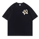 Digada kurzärmeliges T-Shirt für Herren Sommer Neue American Modemarke Trendy Design Sense Cat Bottoming Shirt Paar Fünf-Punkte-halbärmelige MSL-C683 Black (Rücken) 4xl (Größe kleinerer Größe empfohlen als größere Größe)