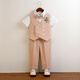 Wengeao (Wengeao) Kinderkleider Boy Host Kleidungskleidung Blumenjungenanzuganzug Anzug Set Kindertagempfänger Kostüm Prince Anzug Khaki Weste + Kurzärmele + Hosen