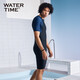WATERTIME wetsuit swimsuit men's swimsuit quick-drying short-sleeved jumpsuit three-quarter pants full body sun protection surfing suit swimsuit black blue-one-piece M