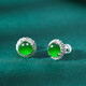 Oriental Jade S925 Silver Full Inlaid Imperial Green Plain A Grade Jade Earrings Birthday Gift for Women