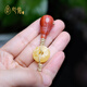 Xinyou Natural Authentic Amber Beeswax Six-Character Mantra Backing the Clouds Passion Seeds Star and Moon Bodhi Literature Pendant Pendant Accessories Lotus Six-Character Mantra Width Approximately 14mm