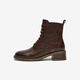 Bota Martin Bottes pour l'hiver pour femmes Nouvelles vaches de vache britannique Cowhide Texture à talon épais Bottes courtes 48017dd4 Brown 38 de la Saint-Valentin chinois 38
