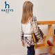HAZZYS brand children's clothing for girls, new autumn product, comfortable, breathable, contrasting colors, simple plaid two-piece skirt top, oatmeal khaki 130