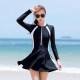 You swimsuit women's one-piece long-sleeved large size slim covering belly conservative Korean ins style fairy style 101805Y white M