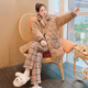 Catman three-layer cotton pajamas for women in autumn and winter thickened coral flannel flannel internet celebrity home clothing DLM-6621# three-layer cotton thickened M Recommended 80-100Jin [Jin equals 0.5 kg]