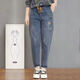 Xueche 2025 Elastic Guangzhou xintang Jeans Джинсы женский случайные брюки с гаремами высокая талия осенняя эластичная талия девятиточечная брюки 9905 Модель [вышитый цветок] Эластичная эластичная талия M Рекомендуется 100-115Jin [Jin Equals 0,5 кг]