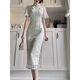 Xunsa Robe adulte pour femmes de 18 ans, étudiant Cheongsam Young Style, vie quotidienne, rétro, République de Chine, version améliorée à manches courtes 829 Green M