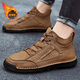 Région occidentale Camel (Vancamel) Cowhide 48 Chaussures pour hommes de grande taille Coux faits à la main chaussures haut de gamme Martin Boots en cuir authentique pour hommes plus velours