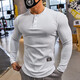 Lutielang fitness clothes men's long-sleeved sports T-shirt tights quick-drying elastic breathable training bottoming shirt autumn and winter white L