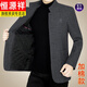 Hengyuanxiang high-end jacket men's middle-aged stand-up collar autumn and winter casual woolen jacket 40-year-old dad's woolen top new F03-89661 dark gray (cotton) 170/M