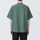 MUJI Men's Cool Henley Collar Short Sleeve T-Shirt Men's Bottoming Shirt Men's Top AC1W6C4S Smoked Green M (170/92A)