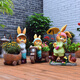 Yimingyuan Garden Decorative Courtyard Ornaments Outdoor Cartoon Rabbit Flowerpot Park Lawn Creative Simulation Animal Landscape Sculpture H20527
