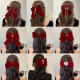 Cottontail Rabbit Red Bow Hairpin Women's Back of Head One-Piece Clip Bride Engagement Wedding Headwear Toast Clothes Hair Accessories High-end 18-like Dream Two-piece Set