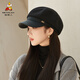 Scarecrow beret hat for women 2025 new fashion versatile Korean painter's hat simple octagonal hat showing face small and suitable for all seasons black one size