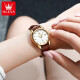 OLEVS (OLEVS) Swiss certificados Diez relojes Top Diez para Women Temperamento mecánico completamente automático Temperamento simple Reloj de mujeres Luz de lujo Luxury Small Belt 6629 Versión mejorada de cuero marrón Gran grabado para mujeres