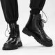 Xier Martin Boots Männer Neue High-Top British Style-Arbeitsstiefel Trendy Retro Lederstiefel dicke Motorradstiefel Männer schwarz 43