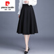 Pierre cardin black skirt spring and autumn women 2024 new autumn and winter skirt mid-length pleated skirt large l size long skirt 6630 black (skirt length 75) M