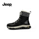Jeep Jeep Snow Boots for Women with Fleece Thickened Winter Hard-resistant New Thick Sole Warm Martin Boots Northeast Anti-Slip Cotton Shoes for Women Black 37