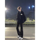 Haoshu Denim Micro-Flare Pantalon Spring and Summer Black Pants High Street Pantalon American Low Straight Drooping Micro-Flare Pantal