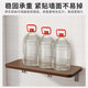 Jiyi Mufang one-word plate storage rack wall storage rack wall-mounted folding table no punching kitchen storage one-word plate dining table decoration walnut color 80X30CM (with 2 thickened anti-rust branches