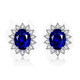 Fei Ge S925 Silver Jewelry Sapphire Stud Earrings for Women Simple Temperament Earrings Crystal Tourmaline Color Tanzanite Fashion Earrings Blue Earrings/Pair
