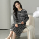 Victoria's Style 2024 New Nightgown for Women's Spring y Autumn Pure Cotton Feelting Pajamas se puede usar en el exterior, ropa de casa a rayas W9764 camisón de manga larga l 90-110Jin [Jin equivale a 0.5 kg]
