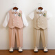 Wengeao (Wengeao) Kinderkleider Boy Host Kleidungskleidung Blumenjungenanzuganzug Anzug Set Kindertagempfänger Kostüm Prince Anzug Khaki Weste + Kurzärmele + Hosen
