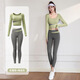 Jincheng yoga clothes for women in spring and autumn running sports high-end Pilates training long-sleeved tops new fitness suit K002 long-sleeved suit gray lake blue + scented whale blue S (recommended 85-95 Jin Jin equals 0.5 kg)
