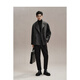 Peacebird Men's Woolen Coat Men's Winter Loose Short Casual and Polyvyle Texture Grey Dark Grey M