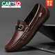 
CARTELO crocodile (CARTELO) men's 2025 new leather spring and autumn men's shoes breathable hollow soft sole one foot pedal driving casual leather shoes trend brown 9905 41 [Standard size of leather shoes]