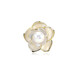 QUAMER camellia natural pearl brooch for men rose corsage high-end pin anti-exposure buckle white