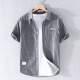 Gosejue Sommer lässiger kurzärmeligte Hemd Herrenlose Hemd Neue Männer literarische Hemd-Basis-Hemd 9721 White XL