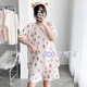 婉曼朵夏季加肥加大码300斤睡衣女棉质短袖休闲宽松胖mm300斤家居服套装 h12187# 3XL 码 200斤以内