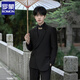 ROMON's new Chinese-style buckle suit men's suit, engagement groom, wedding dress suit, high-end Chinese style Tang suit, Chinese tunic suit, black jacket + pants + stand collar black shirt XL