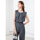 Betu women's summer new fashion suit round neck top and trousers two-piece suit for women 2406T42 Gray S