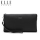 ELLE HOMME men's handbag, top layer deer leather zipper wallet, large capacity clutch bag, fashionable men's bag, EB282300450 black, birthday gift for boyfriend