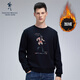 Dances with Wolves Velvet Sweatshirt Men's Autumn and Winter National Fashion Pattern Versatile Thick Sweatshirt Men's Top Black Velvet XL