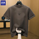 ROMON autumn and winter new style half turtleneck short-sleeved men's trendy slim bottoming shirt simple design casual T-shirt men's top gray XL (120-140Jin Jin equals 0.5kg)