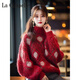 La Chapelle (La Chapelle) This year's popular beautiful red half-turtleneck sweater for women autumn and winter 2023 temperament small fragrance style sweater top Pure 100 automatic heating red thickened sweater (counter) Pure 100 automatic heating M