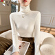 Woodpecker German velvet turtleneck tight-fitting bottoming shirt for women in autumn and winter, versatile slimming inner wear, slim long-sleeved T-shirt top, white L