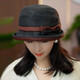 PTAH small round hat Xiangyun yarn heavy mulberry silk old material turtle pattern red cloud yarn sunshade can be worn in all seasons plus velvet removable black