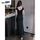 Miaopu le nachtclub sexy kleid rein und sexy nachtclub schlitz long sack abendkleid Frauen 2023 neuer Stil schwarz 3883 2xl
