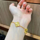 Vatican-made old Phoenix gold store style gold-wrapped 999 sterling silver four-leaf clover bracelet female forest simple ins five-flower bracelet bracelet