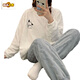 Molianya Pyjamas Winter Frauenkorallen-Samt verdickte Plüsch-Langschläfe Süßes lose Flanell Home-Kleidungsstück 679# M 75-100jin [Jin ist gleich 0,5 kg]